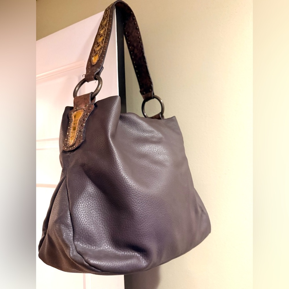 Brown  Shoulder Bag Brass Hardware